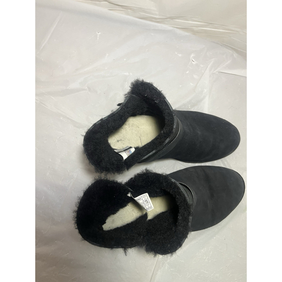 UGG Romely Short Boots Women\'s 9 Black Nubuck Sheepskin Shearling Suede Winter